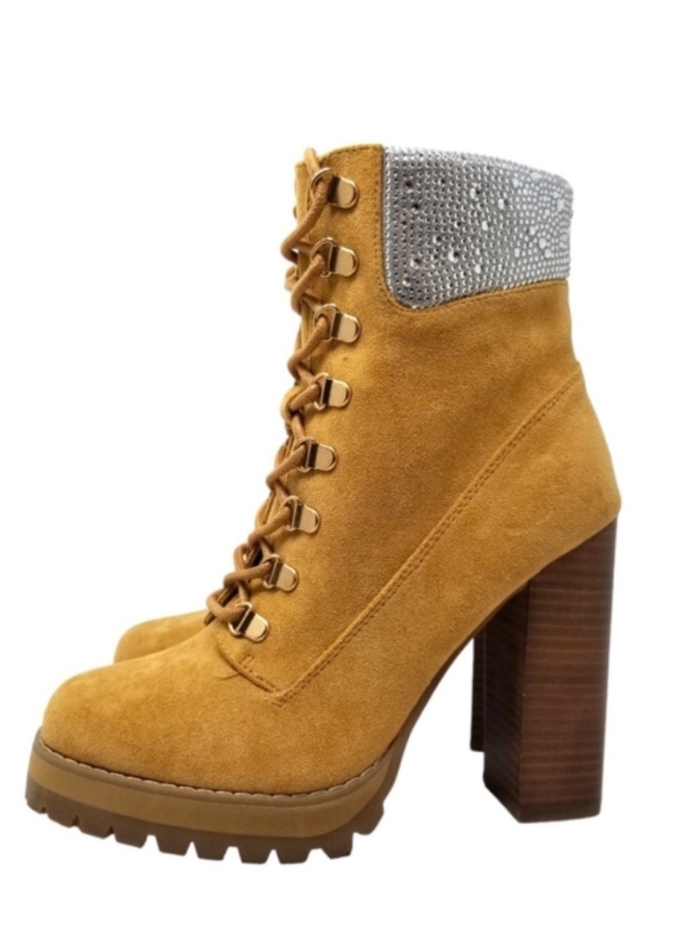 Madden Girl Woman’s Trainer R Tan Boots with Rhinestones Size 8 NIB